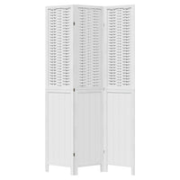 Divisorio Ambienti 3Pannelli Bianco Legno Massello di Paulownia 358719