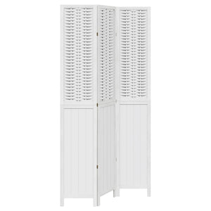 Divisorio Ambienti 3Pannelli Bianco Legno Massello di Paulownia 358720