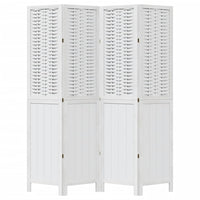 Divisorio Ambienti 4Pannelli Bianco Legno Massello di Paulownia 358722