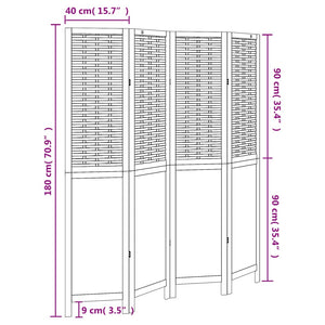 Divisorio Ambienti 4Pannelli Bianco Legno Massello di Paulownia 358722