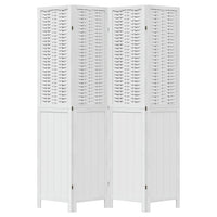 Divisorio Ambienti 4Pannelli Bianco Legno Massello di Paulownia 358723