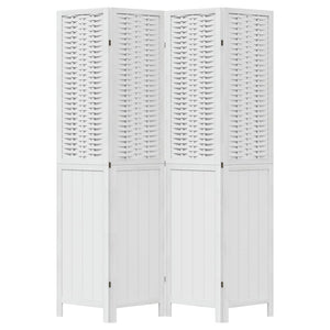 Divisorio Ambienti 4Pannelli Bianco Legno Massello di Paulownia 358723