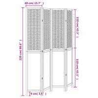 Divisorio Ambienti 4Pannelli Bianco Legno Massello di Paulownia 358724