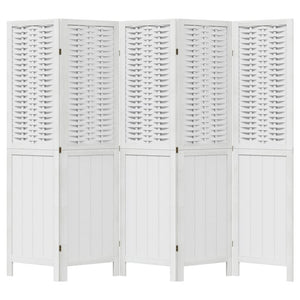 Divisorio Ambienti 5Pannelli Bianco Legno Massello di Paulownia 358725