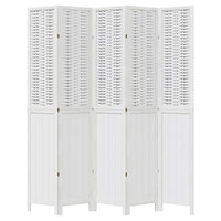 Divisorio Ambienti 5Pannelli Bianco Legno Massello di Paulownia 358728