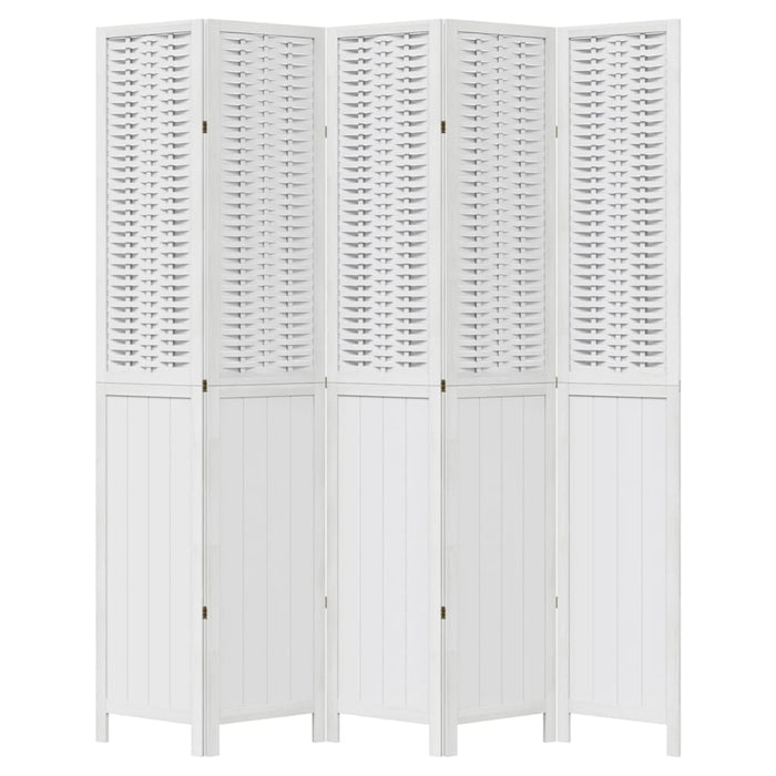 Divisorio Ambienti 5Pannelli Bianco Legno Massello di Paulownia 358728