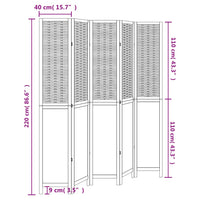 Divisorio Ambienti 5Pannelli Bianco Legno Massello di Paulownia 358728