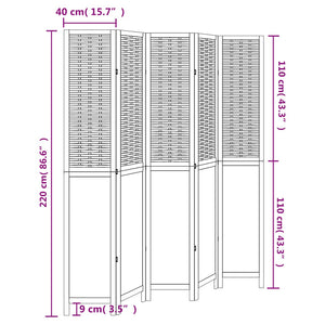 Divisorio Ambienti 5Pannelli Bianco Legno Massello di Paulownia 358728