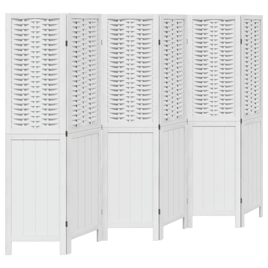 Divisorio Ambienti 6Pannelli Bianco Legno Massello di Paulownia 358729