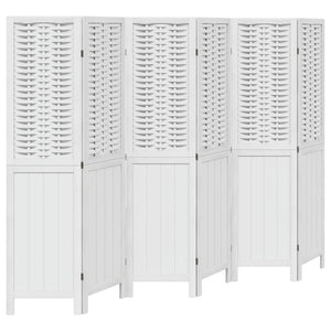 Divisorio Ambienti 6Pannelli Bianco Legno Massello di Paulownia 358729