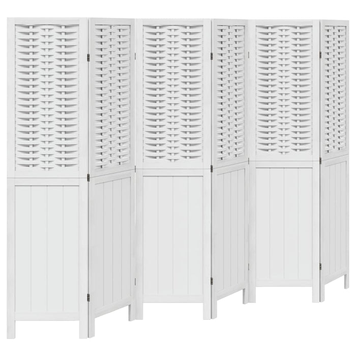 Divisorio Ambienti 6Pannelli Bianco Legno Massello di Paulownia 358729