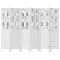 Divisorio Ambienti 6Pannelli Bianco Legno Massello di Paulownia 358729