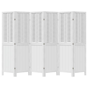 Divisorio Ambienti 6Pannelli Bianco Legno Massello di Paulownia 358729