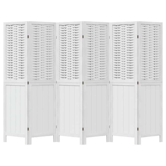 Divisorio Ambienti 6Pannelli Bianco Legno Massello di Paulownia 358729