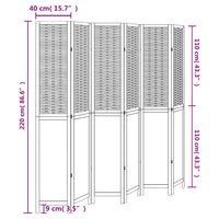 Divisorio Ambienti 6Pannelli Bianco Legno Massello di Paulownia 358732