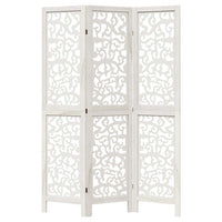 Divisorio Ambienti 3Pannelli Bianco Legno Massello di Paulownia 358733