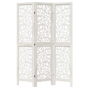 Divisorio Ambienti 3Pannelli Bianco Legno Massello di Paulownia 358733