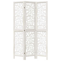 Divisorio Ambienti 3Pannelli Bianco Legno Massello di Paulownia 358734