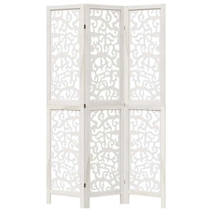 Divisorio Ambienti 3Pannelli Bianco Legno Massello di Paulownia 358734