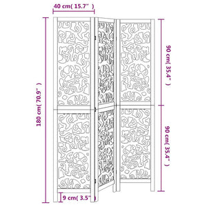 Divisorio Ambienti 3Pannelli Bianco Legno Massello di Paulownia 358734