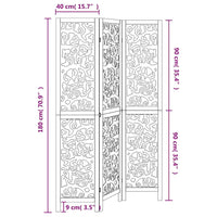 Divisorio Ambienti 3 Pannelli-Set di 3 pannelli Paravento Bianco Legno Massello di Paulownia