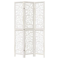 Divisorio Ambienti 3Pannelli Bianco Legno Massello di Paulownia 358735