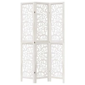 Divisorio Ambienti 3Pannelli Bianco Legno Massello di Paulownia 358735