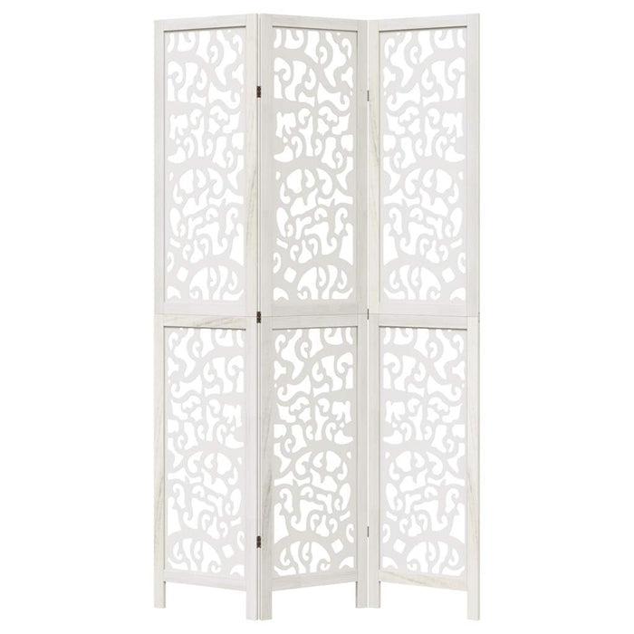 Divisorio Ambienti 3Pannelli Bianco Legno Massello di Paulownia 358735