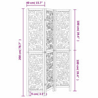 Divisorio Ambienti 3Pannelli Bianco Legno Massello di Paulownia 358735