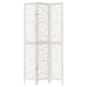 Divisorio Ambienti 3Pannelli Bianco Legno Massello di Paulownia 358736