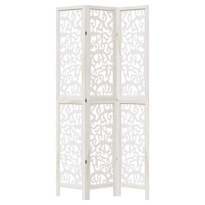 Divisorio Ambienti 3Pannelli Bianco Legno Massello di Paulownia 358736