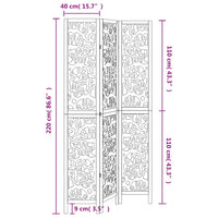 Divisorio Ambienti 3Pannelli Bianco Legno Massello di Paulownia 358736