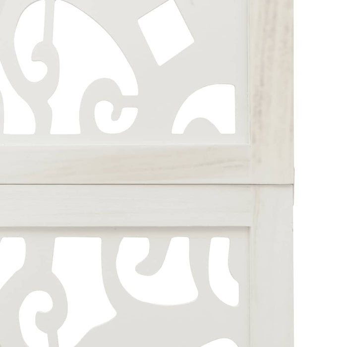 Divisorio Ambienti 4Pannelli Bianco Legno Massello di Paulownia 358737