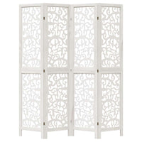 Divisorio Ambienti 4Pannelli Bianco Legno Massello di Paulownia 358738