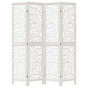 Divisorio Ambienti 4Pannelli Bianco Legno Massello di Paulownia