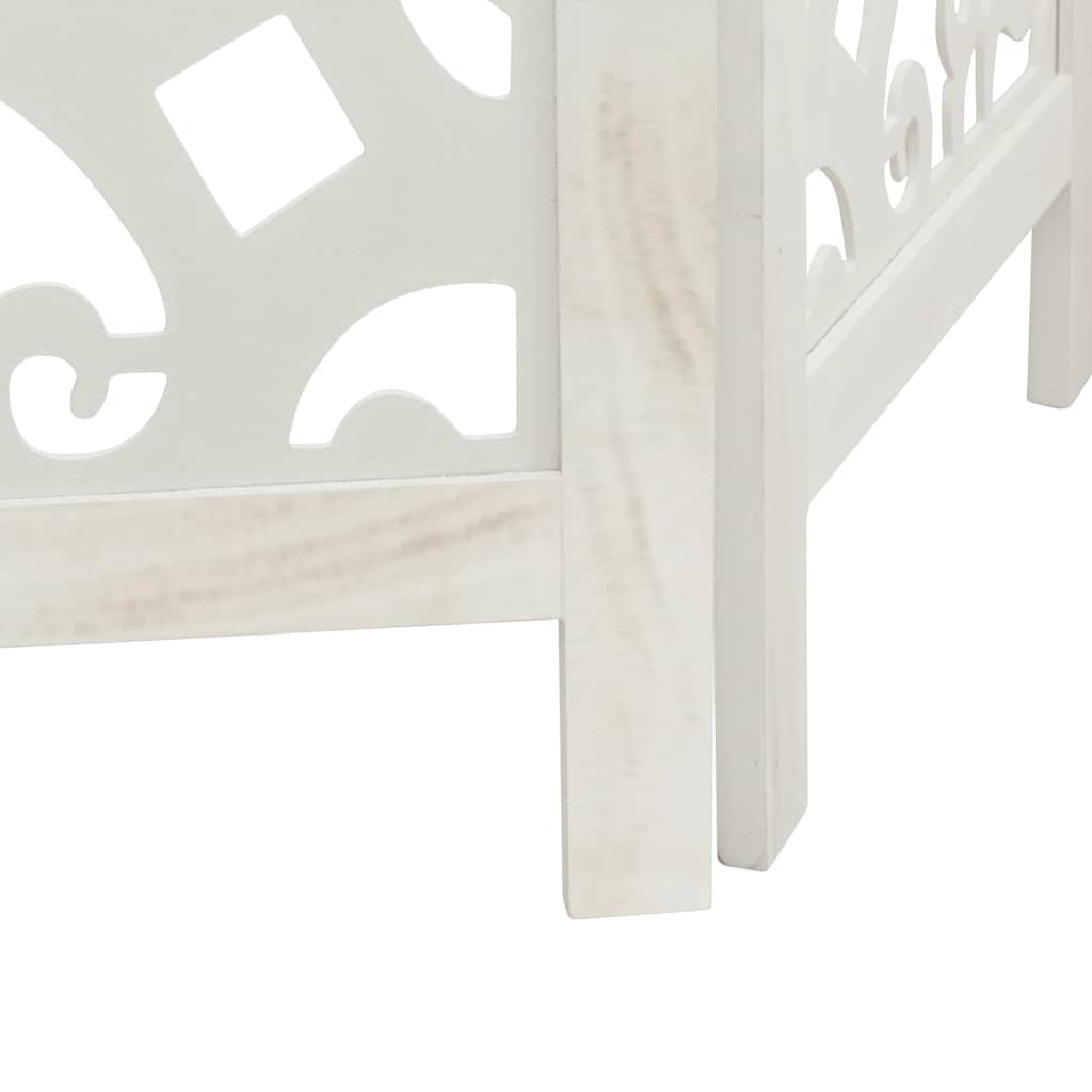 Divisorio Ambienti 4Pannelli Bianco Legno Massello di Paulownia 358740