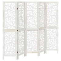 Divisorio Ambienti 5Pannelli Bianco Legno Massello di Paulownia 358741