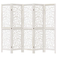 Divisorio Ambienti 5Pannelli Bianco Legno Massello di Paulownia 358741