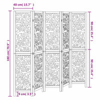 Divisorio Ambienti 5Pannelli Bianco Legno Massello di Paulownia 358742