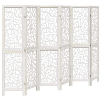 Divisorio Ambienti 6Pannelli Bianco Legno Massello di Paulownia 358745