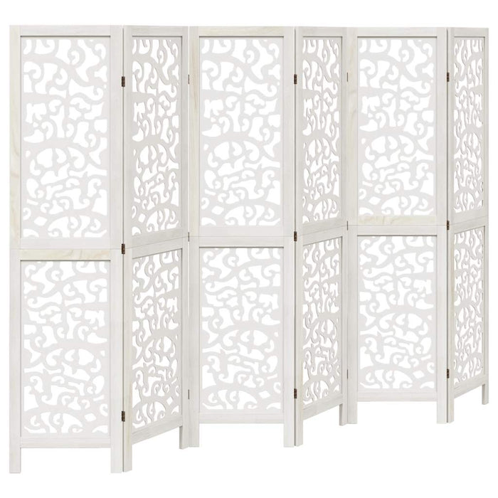 Divisorio Ambienti 6Pannelli Bianco Legno Massello di Paulownia