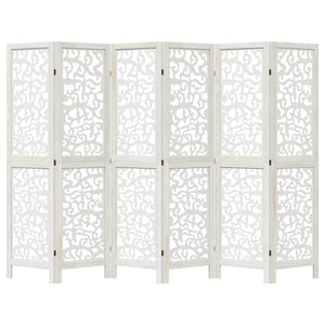 Divisorio Ambienti 6Pannelli Bianco Legno Massello di Paulownia 358745