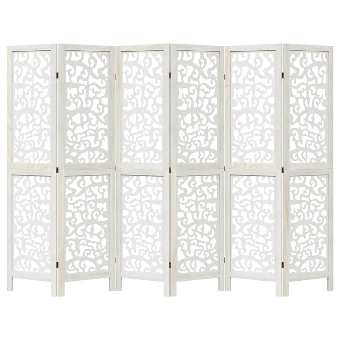 Divisorio Ambienti 6Pannelli Bianco Legno Massello di Paulownia 358745