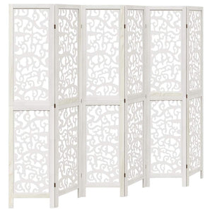 Divisorio Ambienti 6Pannelli Bianco Legno Massello di Paulownia 358746