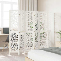 Divisorio Ambienti 6Pannelli Bianco Legno Massello di Paulownia 358746