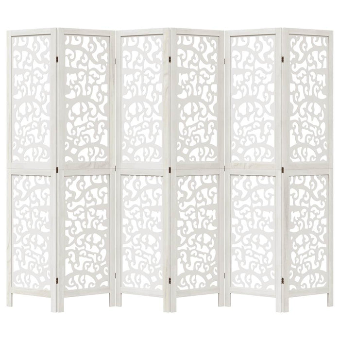 Divisorio Ambienti 6Pannelli Bianco Legno Massello di Paulownia 358746