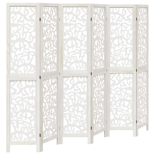 Divisorio Ambienti 6Pannelli Bianco Legno Massello di Paulownia 358747