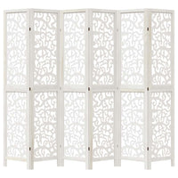 Divisorio Ambienti 6Pannelli Bianco Legno Massello di Paulownia 358747