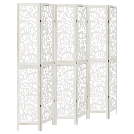 Divisorio Ambienti 6Pannelli Bianco Legno Massello di Paulownia 358748