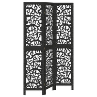 Divisorio Ambienti 3 Pannelli Nero Legno Massello di Paulownia 358750